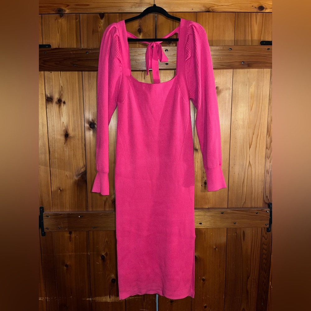 NWT House of Harlow Hot Pink Sweater Midi Dress Size XL